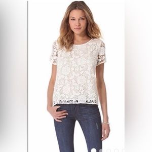 MADEWELL NWT cream lace overlay popover blouse top